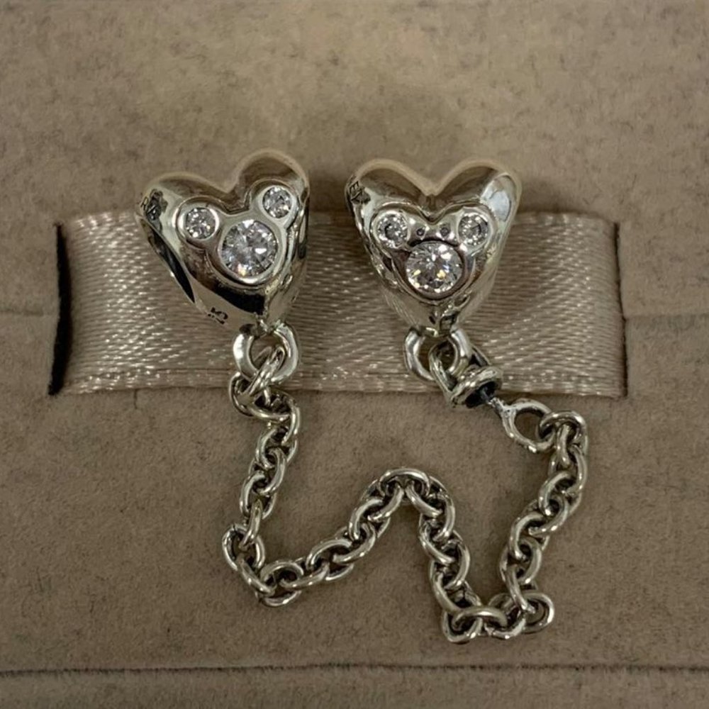Pandora Disney Mickey silver safety chain with cubic zirconia